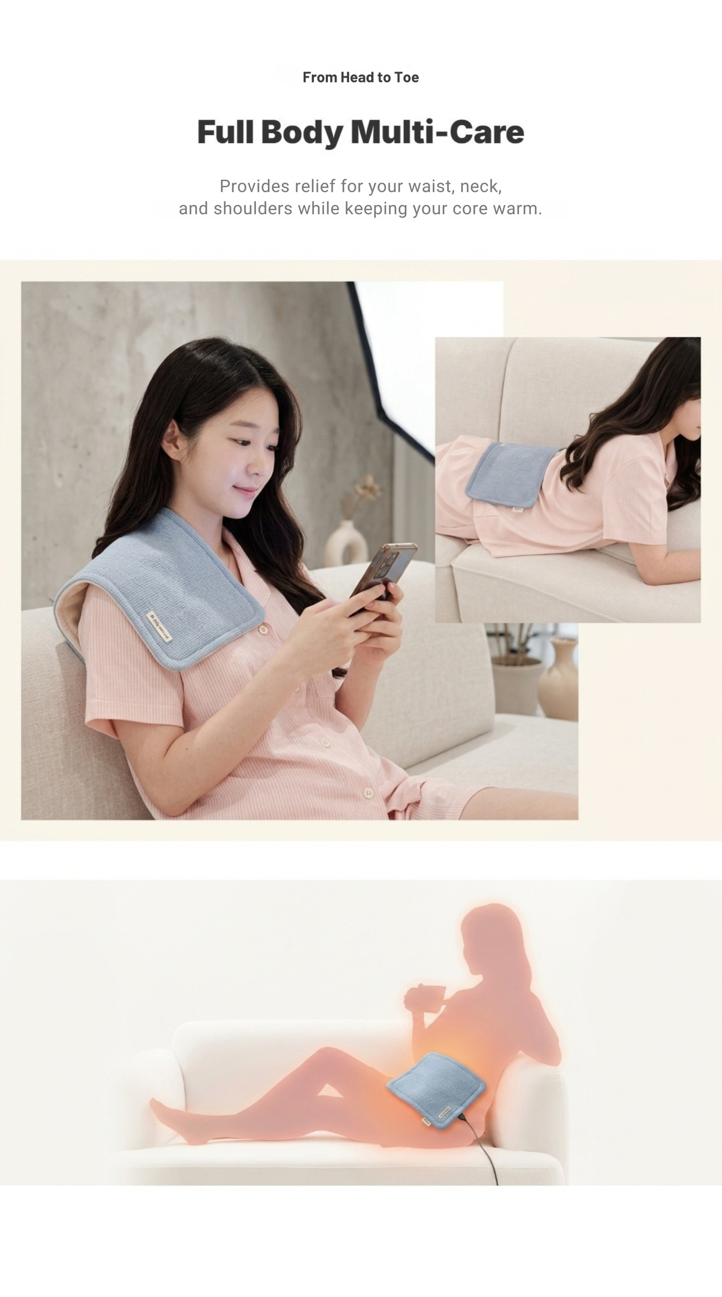 bomramtrove Far-Infrared Heating Pad for Menstrual Cramps (Blue)