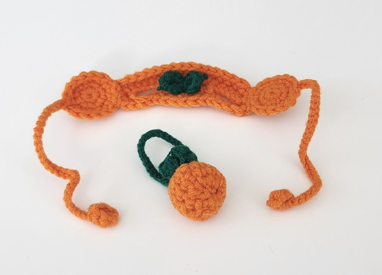 Cute Fluffy Puppy Plush Keychain with Tangerine Hat & Bag, Soft Bichon Dog Stuffed Animal Keyring (beige)