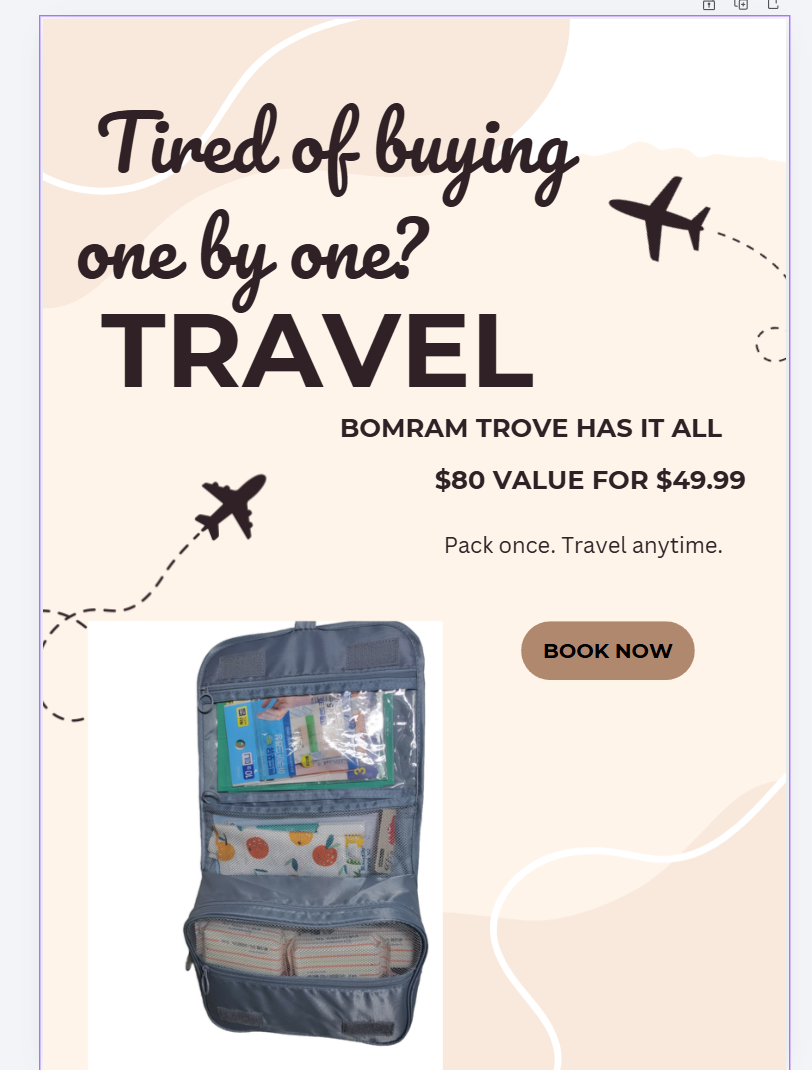 bomramtrove Travel Toiletry Bag 15-in-1 Kit – Portable Organizer for Toiletries, TSA Approved