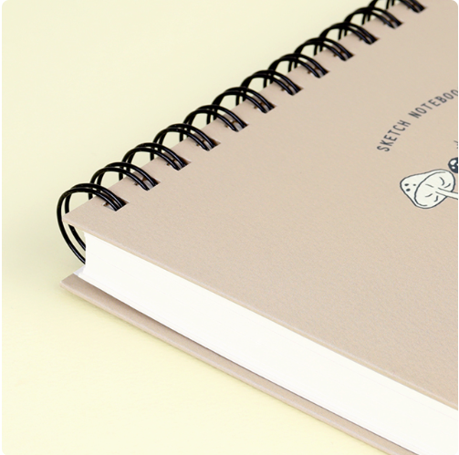 bomramtrove Sketch Notebook Spiral Bound – Cute Animal Design, Korean Stationery Drawing Journal