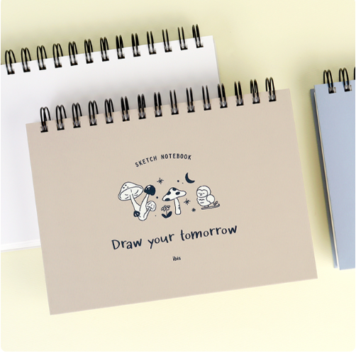 bomramtrove Sketch Notebook Spiral Bound – Cute Animal Design, Korean Stationery Drawing Journal