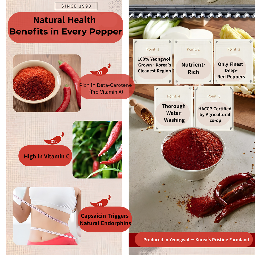 Bidancho Premium Sun-Dried Gochugaru | 100% Yeongwol Korean Red Pepper Powder | HACCP Certified | Glass Greenhouse Dried
