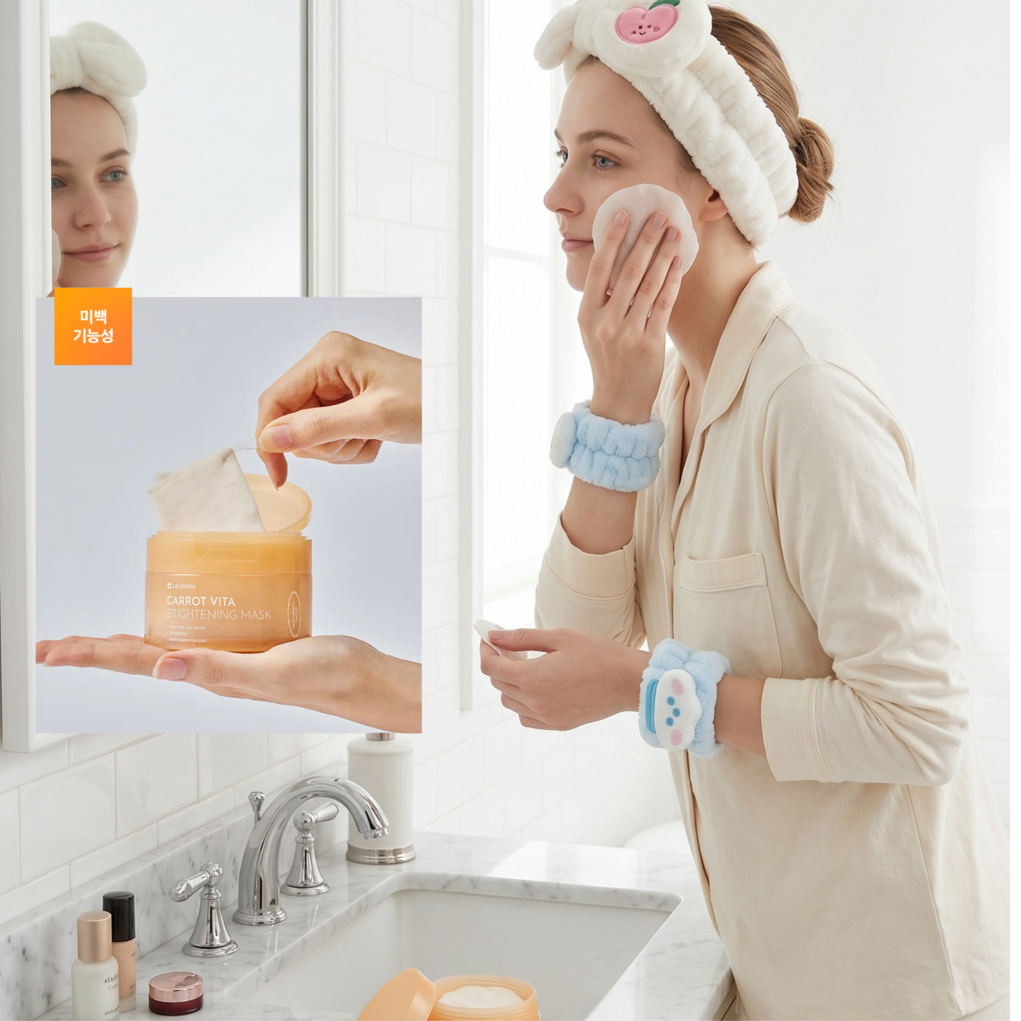 Jeju Carrot Brightening Mask + Hair Band Set | K-Beauty Daily Skin Care Kit