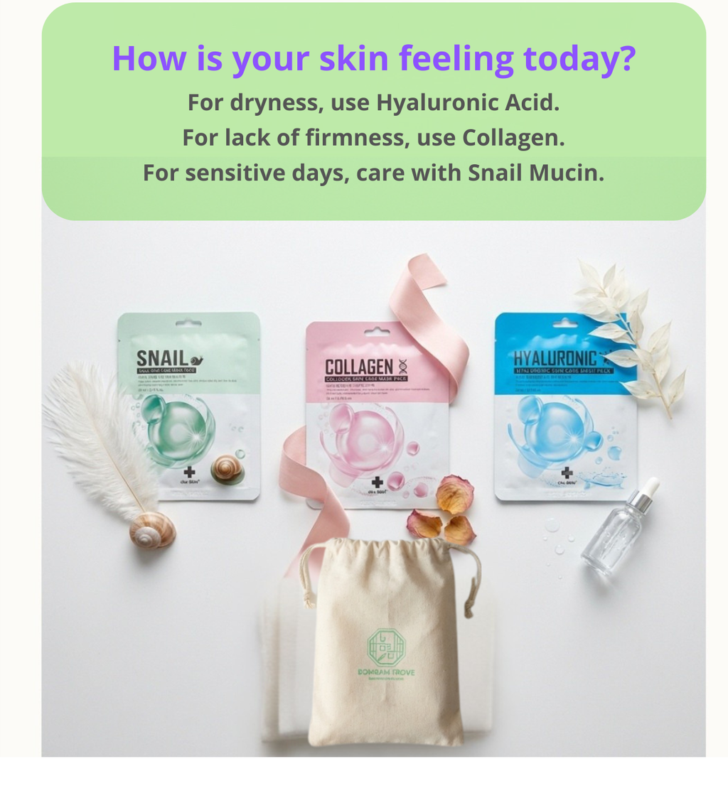 Korean Facial Mask Sheet 30-Pack – Monthly Skincare Set with Snail, Collagen & Hyaluronic Acid