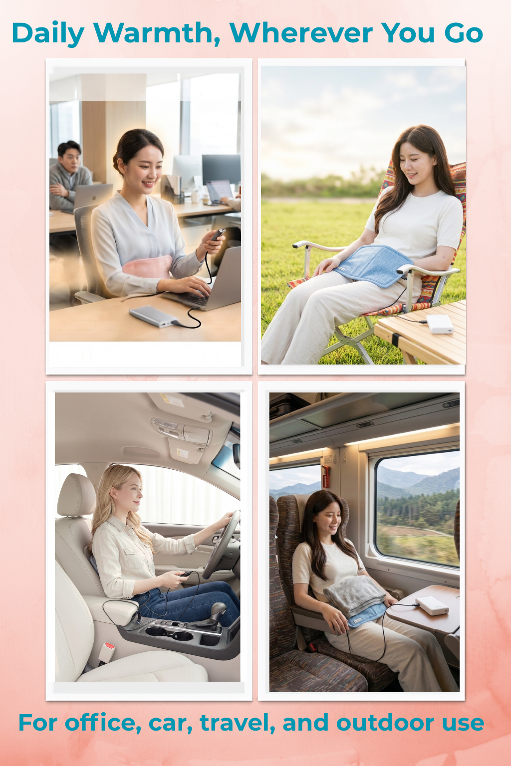 bomramtrove Far-Infrared Heating Pad – Portable Period & Back Pain Relief, Korean Health Device (Blue)