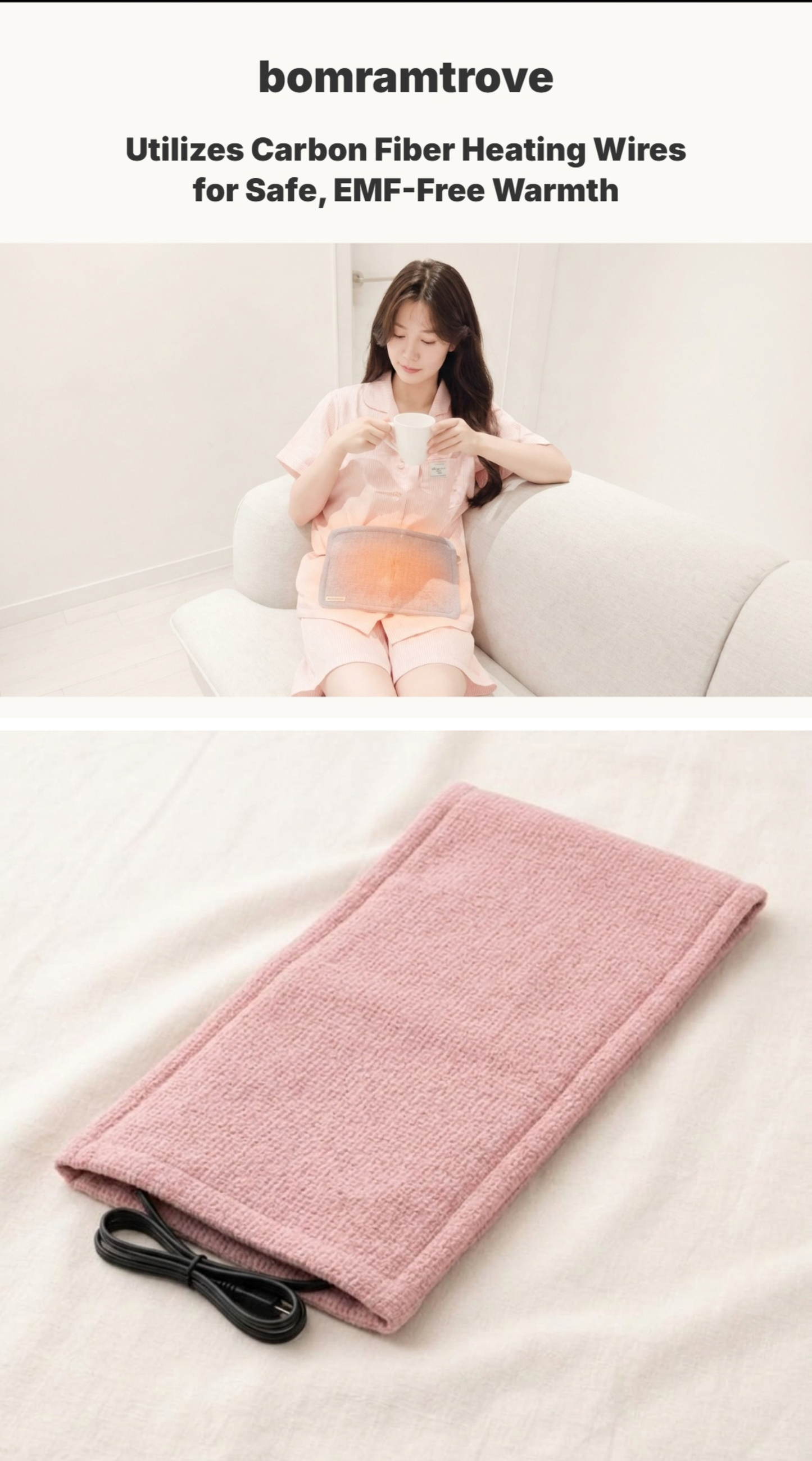 bomramtrove Far-Infrared Heating Pad for Menstrual Cramps (Blue)