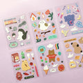GGU GGU Cute Animal Deco Sticker Set - 6 Sheets, Made in Korea, Removable No-Residue Clear Stickers for Journaling, Laptops & Planners