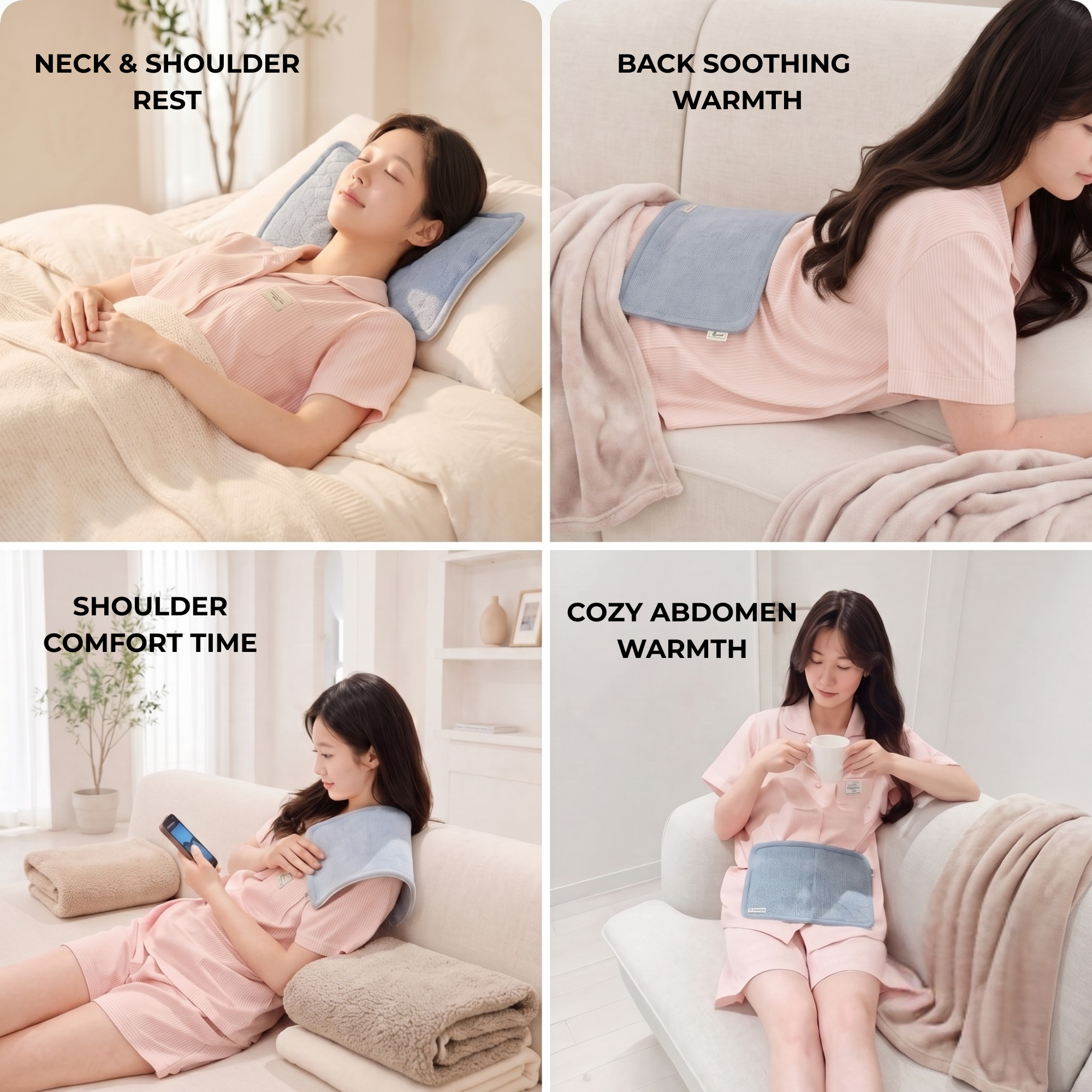 "Korean Far-Infrared Heating Pad –  Portable Relief for Period Cramps  & Back Pain (Pink)"