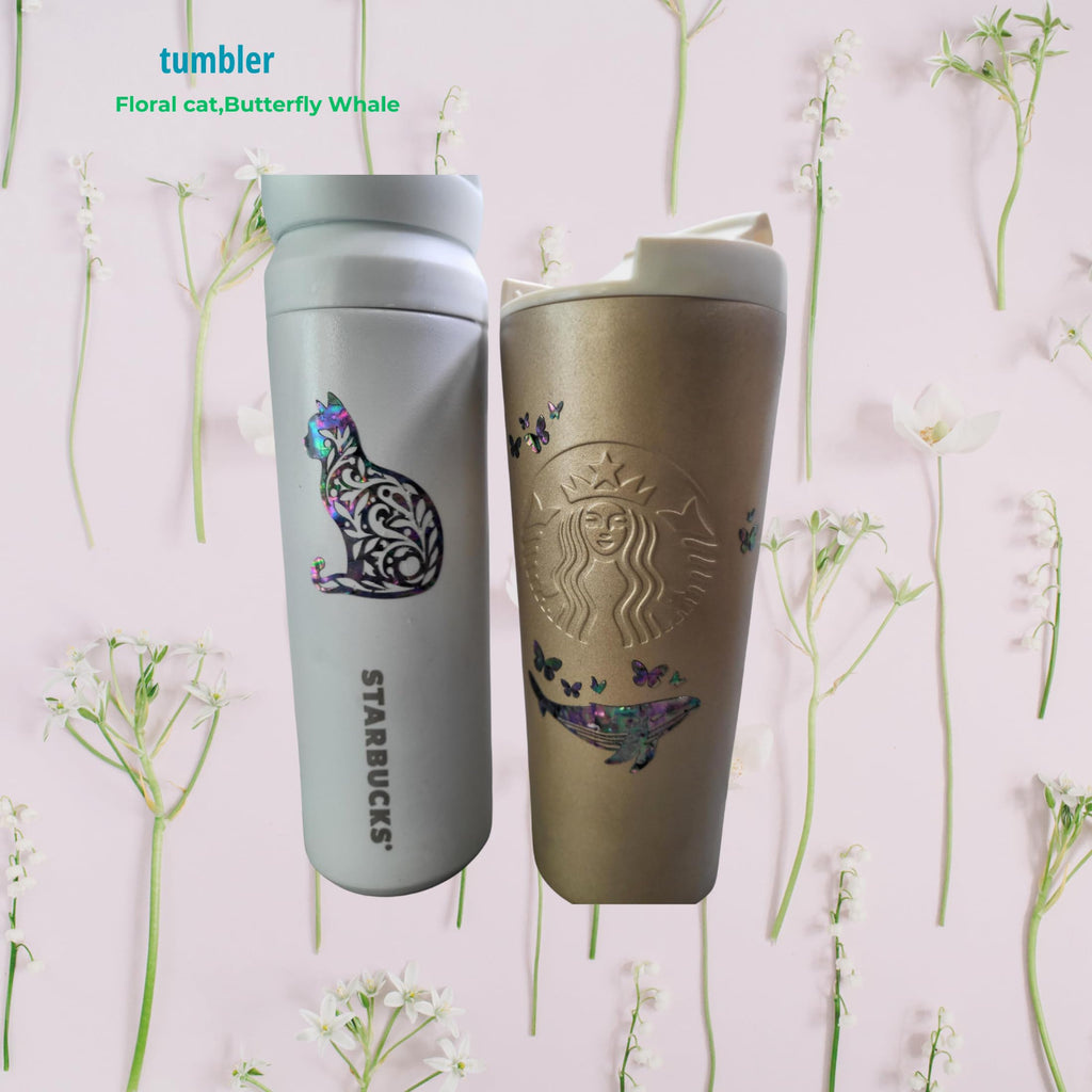 Real Mother of Pearl Art Decals (Set of 7) - Premium Abalone Shell Stickers for Tumblers, Mugs, Phones - Water-Resistant & Curved Surface Friendly - Handcrafted by Disabled Artists