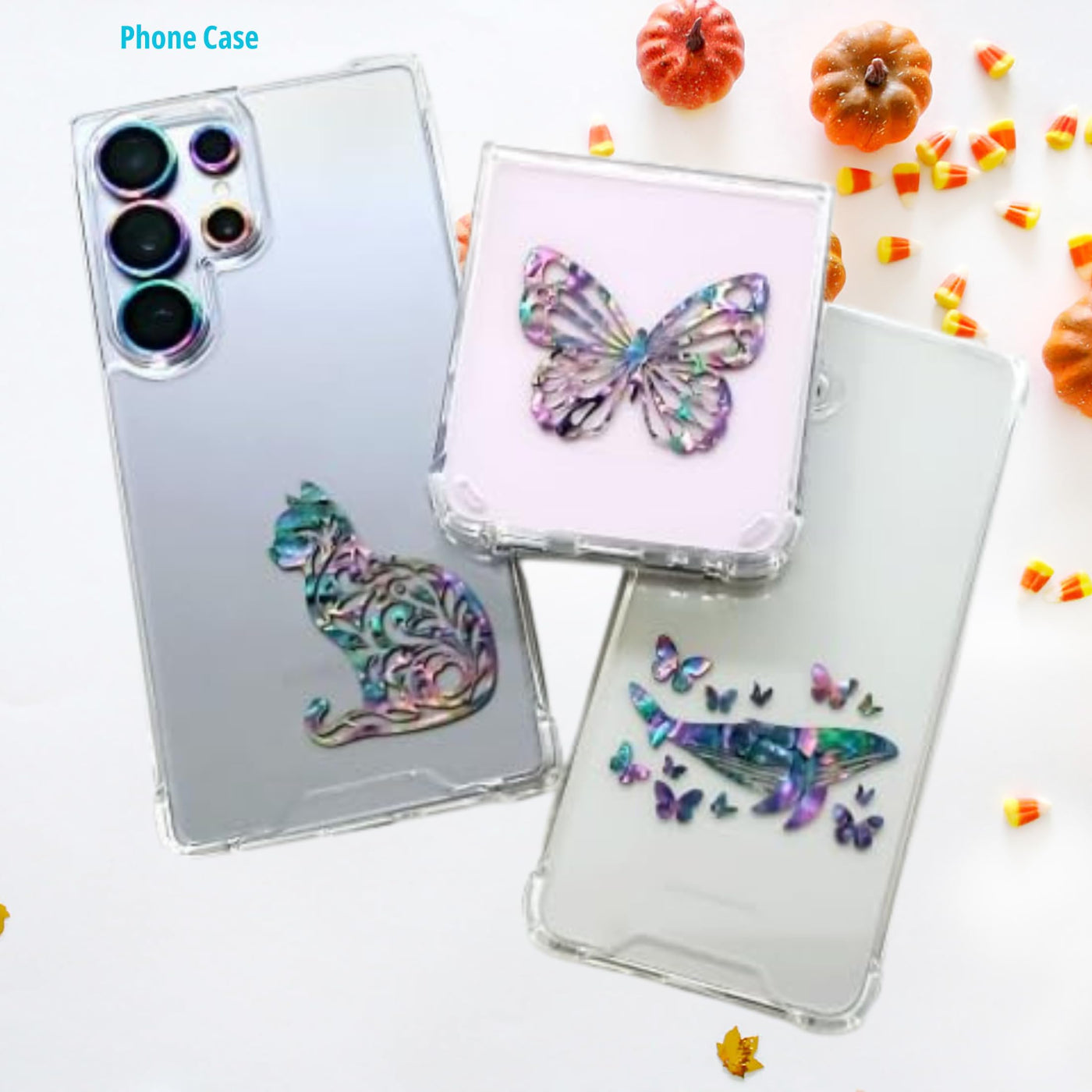 Real Mother of Pearl Art Decals (Set of 7) - Premium Abalone Shell Stickers for Tumblers, Mugs, Phones - Water-Resistant & Curved Surface Friendly - Handcrafted by Disabled Artists
