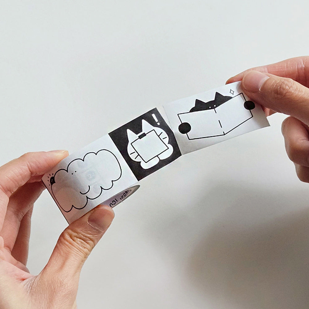 Iconic Made in Korea Doodle Sticky Memo Roll, 1.18"x196", Thermal Paper Style Cute Illustrated Planner Supplies, 4 Styles (Yellow)