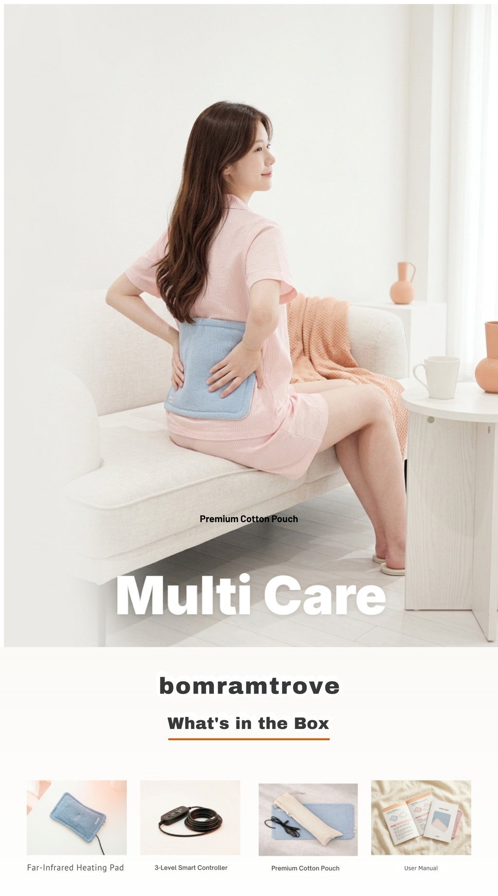 "Korean Far-Infrared Heating Pad –  Portable Relief for Period Cramps  & Back Pain (Pink)"