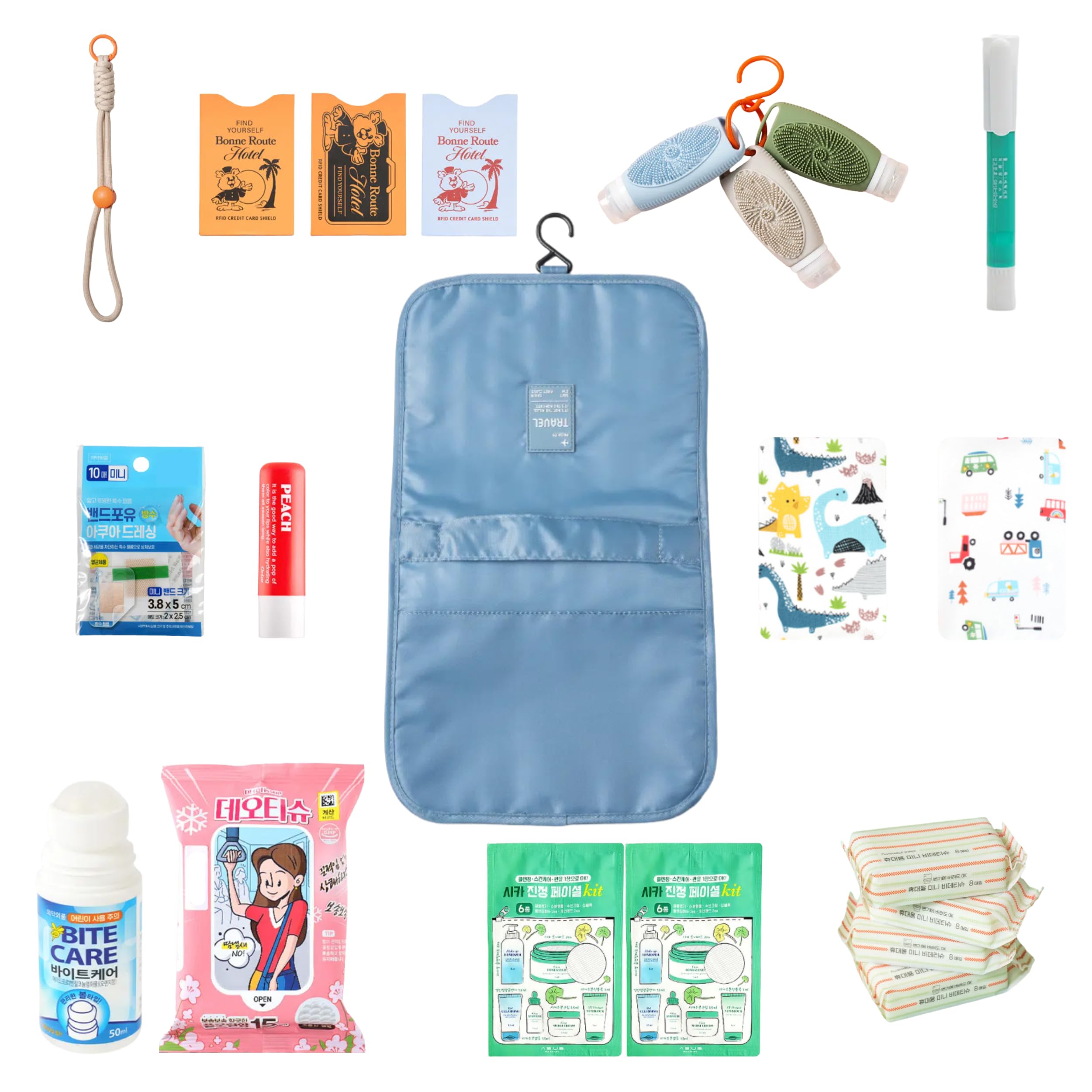 bomramtrove Travel Toiletry Bag 15-in-1 Kit – Portable Organizer for Toiletries, TSA Approved